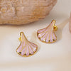 Medieval Style Geometric Fanshaped Stainless Steel Electroplated Earrings