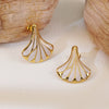 Medieval Style Geometric Fanshaped Stainless Steel Electroplated Earrings