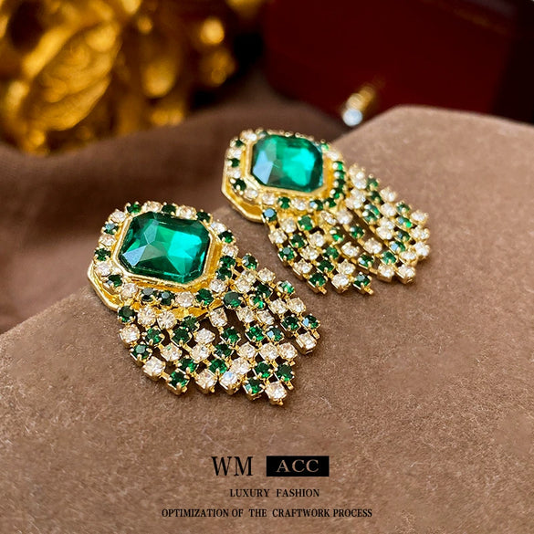 Medieval Vintage Women's Earrings Set With Synthetic Crystal Diamond Geometric Pattern
