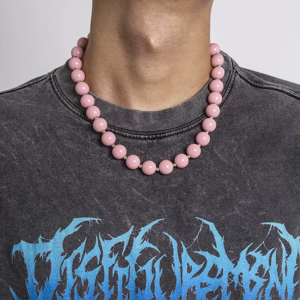Men's Acrylic Beaded Geometric Clavicle Chain Necklace