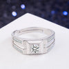 Men's Adjustable Sterling Silver Geometric Ring With Inlaid Zircon Simple Electroplated Statement Jewelry