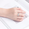 Men's Adjustable Sterling Silver Geometric Ring With Inlaid Zircon Simple Electroplated Statement Jewelry