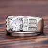 Men's Aggressive Copper Ring With Imitation Moissanite And Geometric Style