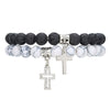 Men's Alloy And Black Gallstone Handmade Geometric Shape Stretch Bracelet With Astronaut Pendant