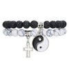 Men's Alloy And Black Gallstone Handmade Geometric Shape Stretch Bracelet With Astronaut Pendant