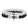 Men's Alloy And Black Gallstone Handmade Geometric Shape Stretch Bracelet With Astronaut Pendant