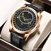 Men's Alloy And Genuine Leather Quartz Casual Watch With Round Dial Mineral Strengthened Glass Mirror And Stainless Steel Clasp