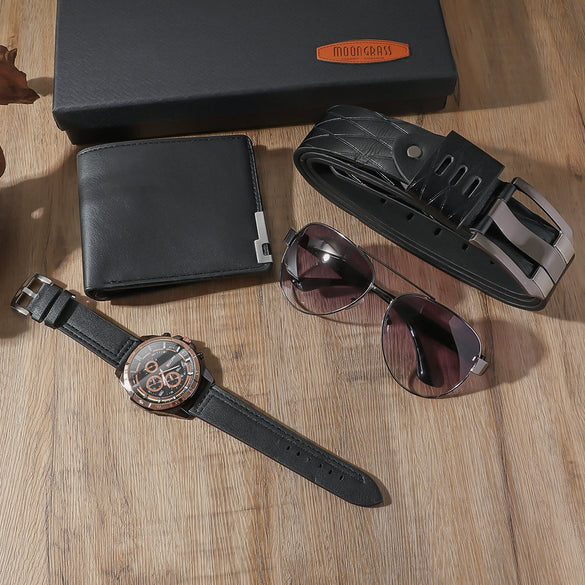 Men's Alloy And Imitation Leather Quartz Watch With Round Dial And Stainless Steel Clasp Leisure Style