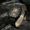 Men's Alloy And Imitation Leather Square Double Layer Shell Sports Casual Bracelet Set Quartz Watch