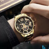 Men's Alloy And Iron Belt Quartz Watch Leisure Style Round Dial Spiral Crown Single Folding Buckle