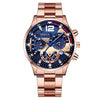 Men's Alloy And Iron Belt Quartz Watch Leisure Style Round Dial Spiral Crown Single Folding Buckle