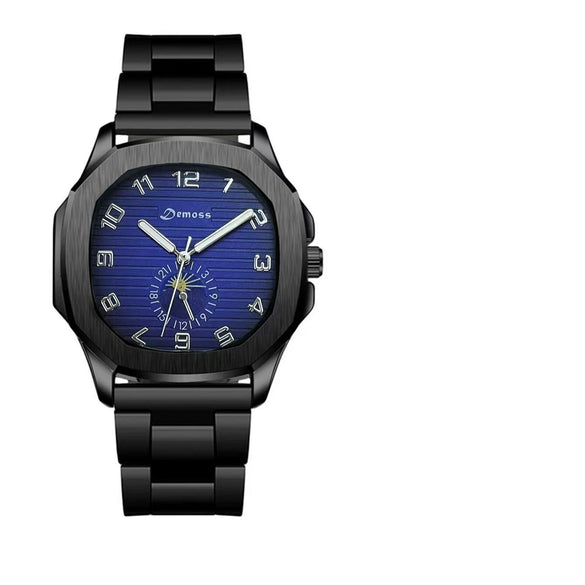 Men's Alloy And Pu Band Digital Quartz Watch With Skull Head Design And Round Dial