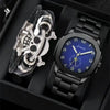 Men's Alloy And Pu Band Digital Quartz Watch With Skull Head Design And Round Dial