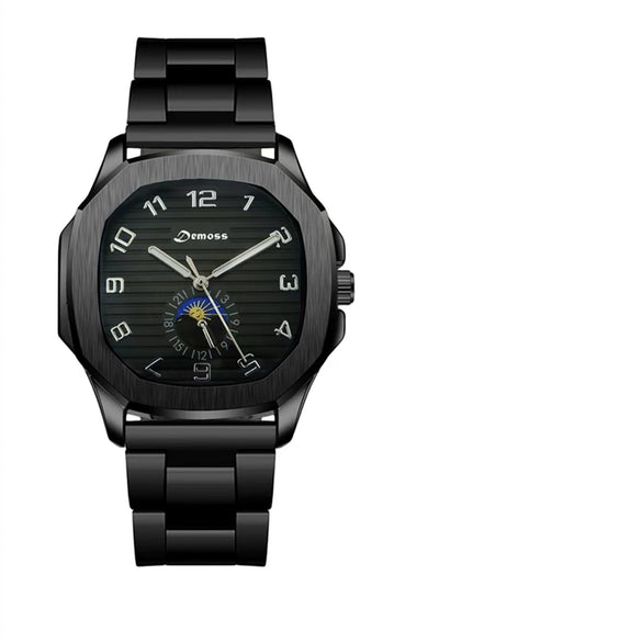 Men's Alloy And Pu Band Digital Quartz Watch With Skull Head Design And Round Dial