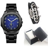 Men's Alloy And Pu Band Digital Quartz Watch With Skull Head Design And Round Dial