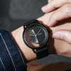 Men's Alloy And Pu Watch With Hollow Design And Round Shape