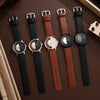 Men's Alloy And Pu Watch With Hollow Design And Round Shape