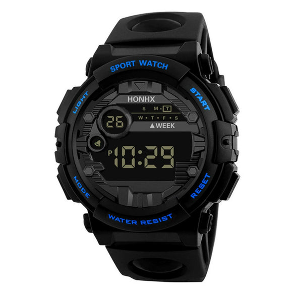Men's Alloy And Rubber Electronic Sports Watch With Round Dial