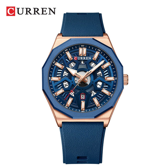 Men's Alloy And Silicone Fashion Casual Quartz Watch With Round Dial And Titanium Metal Clasp