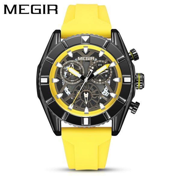 Men's Alloy And Silicone Multifunction Waterproof Luminous Sports Watch With Mineral Strengthened Glass Mirror And Stainless Steel Clasp