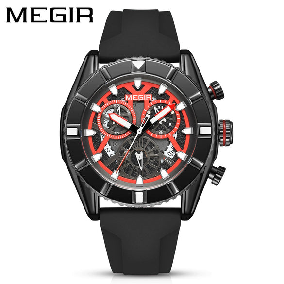 Men's Alloy And Silicone Multifunction Waterproof Luminous Sports Watch With Mineral Strengthened Glass Mirror And Stainless Steel Clasp