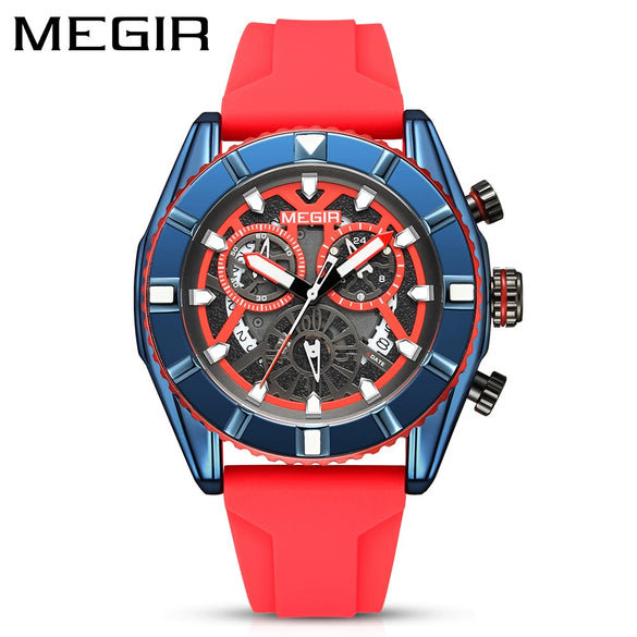 Men's Alloy And Silicone Multifunction Waterproof Luminous Sports Watch With Mineral Strengthened Glass Mirror And Stainless Steel Clasp