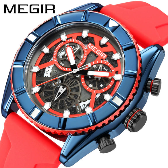 Men's Alloy And Silicone Multifunction Waterproof Luminous Sports Watch With Mineral Strengthened Glass Mirror And Stainless Steel Clasp
