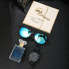 Men's Alloy And Stainless Steel Band Fashion Round Dial Gear Dial Quartz Watch 4Piece Gift Box Set