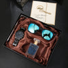 Men's Alloy And Stainless Steel Band Fashion Round Dial Gear Dial Quartz Watch 4Piece Gift Box Set