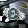 Men's Alloy And Stainless Steel Business Round Dial Quartz Chronograph Watch With Printed Logo