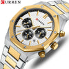 Men's Alloy And Stainless Steel Business Round Dial Quartz Chronograph Watch With Printed Logo