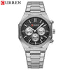 Men's Alloy And Stainless Steel Business Round Dial Quartz Chronograph Watch With Printed Logo