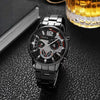 Men's Alloy And Stainless Steel Business Style Round Dial Quartz Watch And Ring Cross Necklace Bracelet