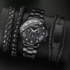 Men's Alloy And Stainless Steel Business Style Round Dial Quartz Wrist Watch With Horseshoe Buckle