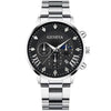 Men's Alloy And Stainless Steel Business Style Round Dial Watch With Horseshoe Buckle