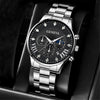 Men's Alloy And Stainless Steel Business Style Round Dial Watch With Horseshoe Buckle