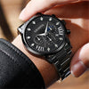 Men's Alloy And Stainless Steel Business Style Round Dial Watch With Horseshoe Buckle