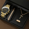 Men's Alloy And Stainless Steel Business Style Round Dial Watch With Horseshoe Buckle