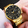 Men's Alloy And Stainless Steel Business Style Round Dial Watch With Horseshoe Buckle