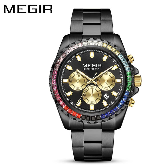 Men's Alloy And Stainless Steel Business Style Round Quartz Watch Waterproof Luminous Calendar