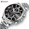 Men's Alloy And Stainless Steel Casual Round Dial Waterproof Watch With Sixpin Chronograph And Calendar