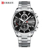 Men's Alloy And Stainless Steel Casual Round Dial Waterproof Watch With Sixpin Chronograph And Calendar