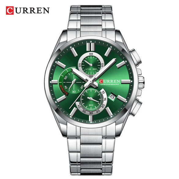 Men's Alloy And Stainless Steel Casual Round Dial Waterproof Watch With Sixpin Chronograph And Calendar