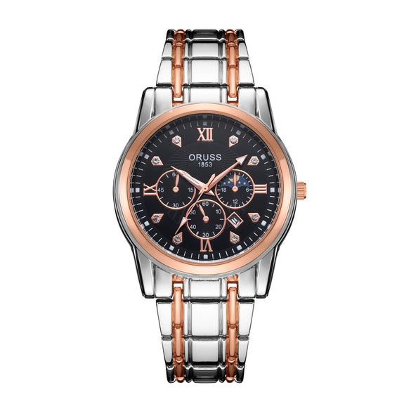 Men's Alloy And Stainless Steel Fullautomatic Movement Round Dial Waterproof Luminous Fashion Watch
