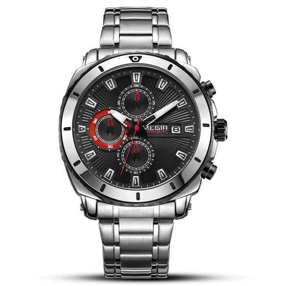 Men's Alloy And Stainless Steel Multifunctional Quartz Watch With Round Dial And Insurance Buckle
