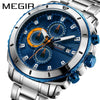 Men's Alloy And Stainless Steel Multifunctional Quartz Watch With Round Dial And Insurance Buckle