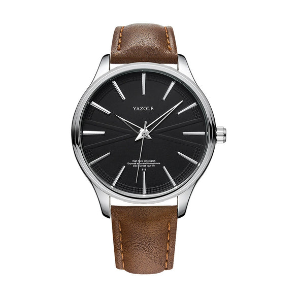 Men's Alloy And Stainless Steel Pu Belt Quartz Watch Round Dial Casual Style