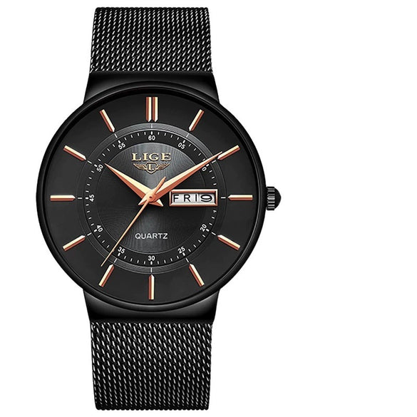 Men's Alloy And Stainless Steel Round Dial Quartz Movement Business Style Outdoor Sports Watch