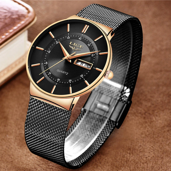 Men's Alloy And Stainless Steel Round Dial Quartz Movement Business Style Outdoor Sports Watch