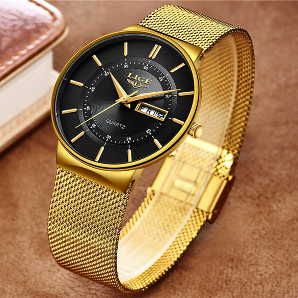 Men's Alloy And Stainless Steel Round Dial Quartz Movement Business Style Outdoor Sports Watch